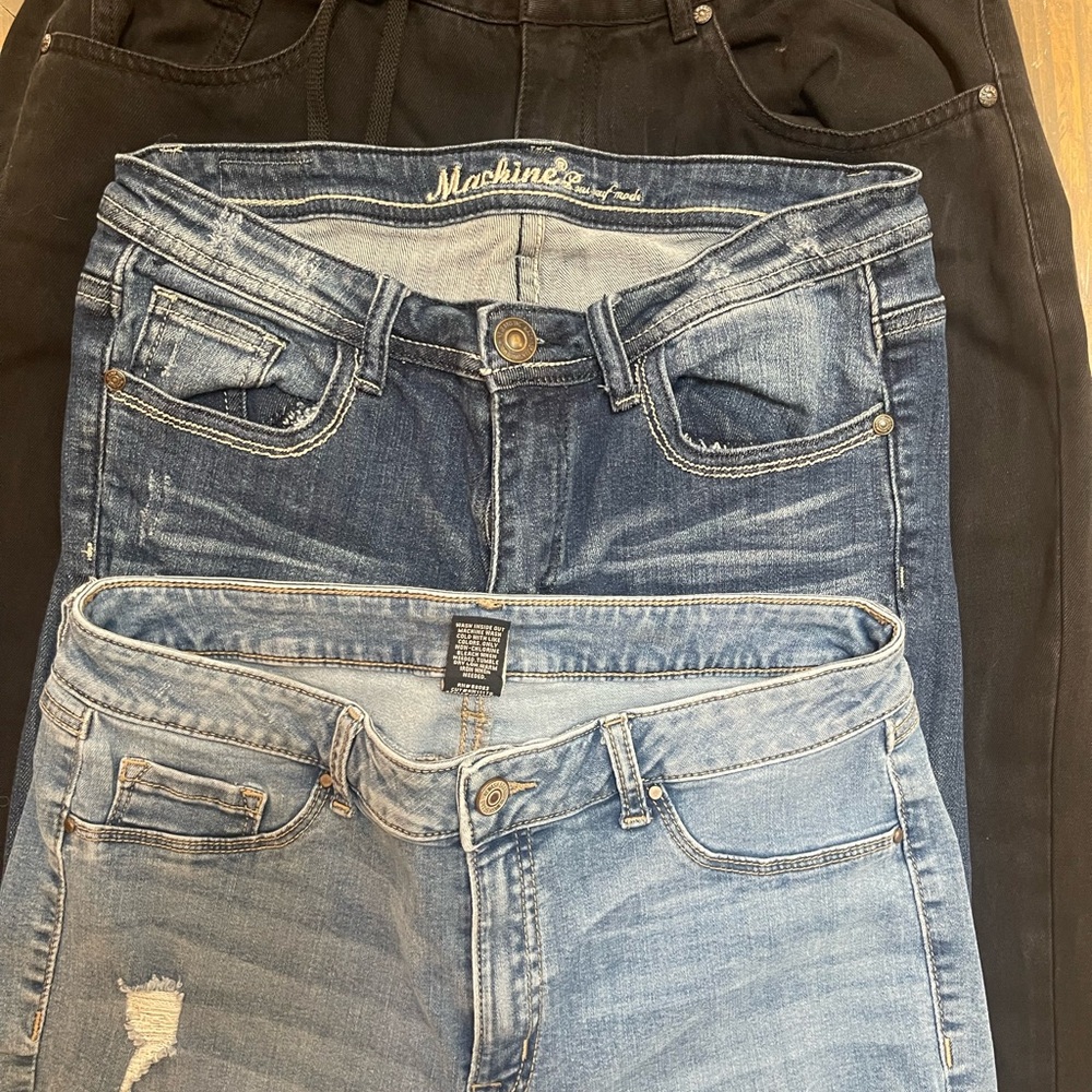 Machine and ReWash Jeans Skinny Wide Leg Destroyed Junior Size 11